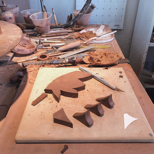 12 Using a template, cut handle brackets from a firm slab.