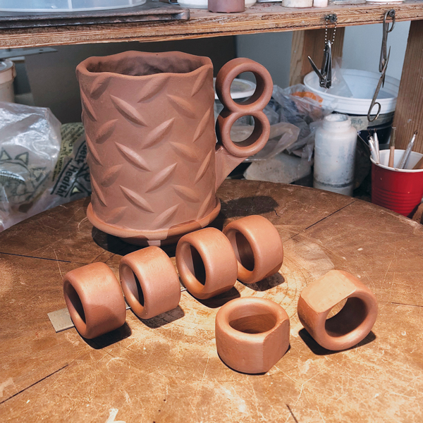 13 Cut and attach rings before attaching the finished handles to the mugs.