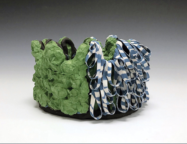 1 Lauren Clay’s Grass is Greener Cylinder, 6 in. (15 cm) in height, porcelain, Mason stains, 2018.