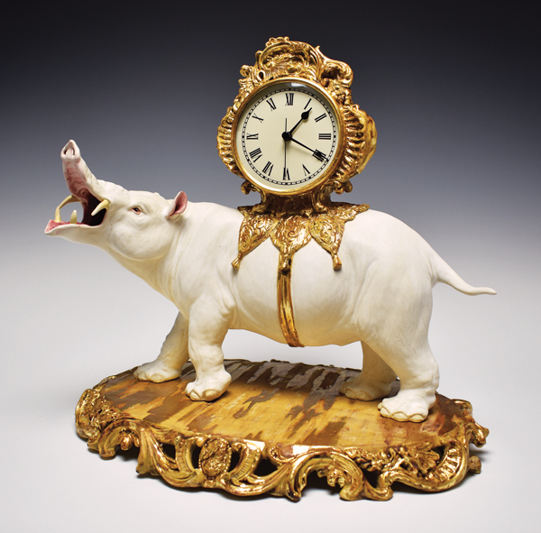1 Ariel Bowman’s This Thing All Things Devours, 16 in. (41 cm) in length, ceramic, mixed media, 2019.