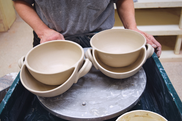 10 A pair of finished kangaroo bowls. Dry each bowl slowly before bisque firing.