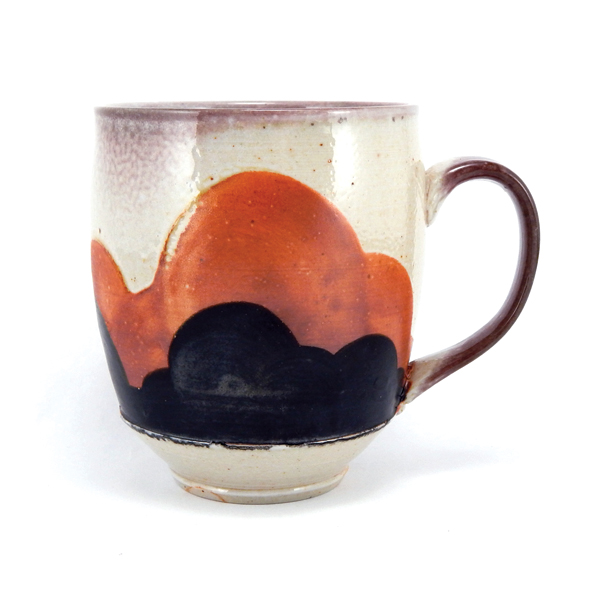 4 Bri Larson’s Porcelain Cloud Mug, final four bracket, porcelain, flashing slip, underglaze, soda-fired to cone 10 in reduction. 