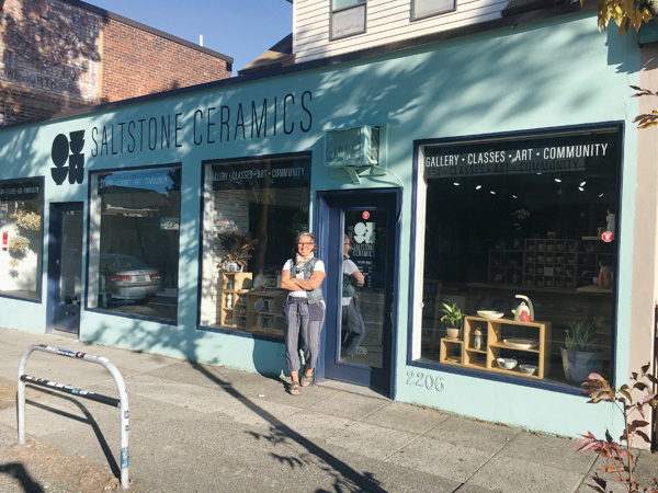 2 Sarah Steininger-Leroux outside Saltstone Ceramics in Seattle, Washington.