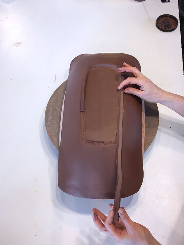 4 Attach the foot ring to the platter’s bottom, making sure to thoroughly score and slip.