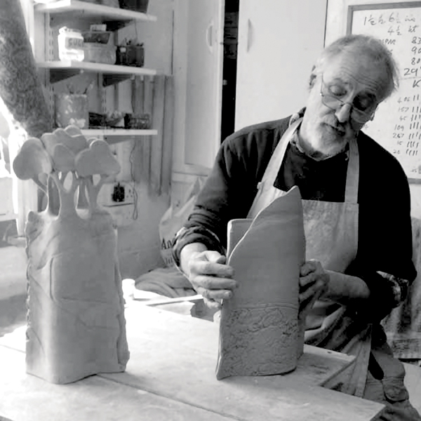 1 Andrew Matheson working on stoneware landscape pieces. Photo: Jennie Howe.