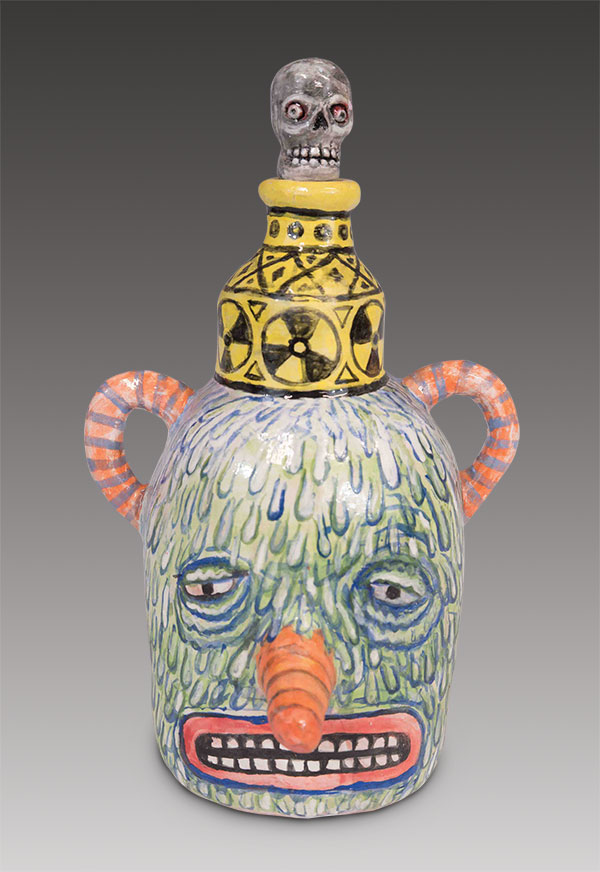 2 Drippy Face Growler, 14 in. (36 cm) in height, ceramic, 2017. Photo: Angela Yonke.