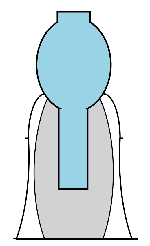 1 A conventional chuck illustrating the form and space required for supporting a crane-necked vase.