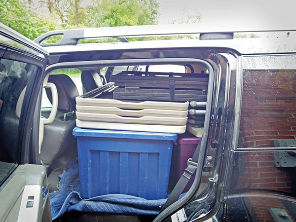 2 Side view of the loaded SUV. It is loaded exactly the same way every time, because it makes loading quick and easy, and everything fits. 