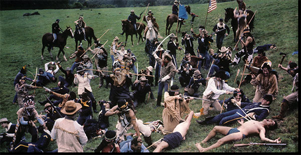 1 Shaw’s poster, Custer’s Last Stand, for 1986 exhibition at Braunstein/Quay Gallery in San Francisco, assembled in Bolinas, California. Photo: Mark Kirshner. 