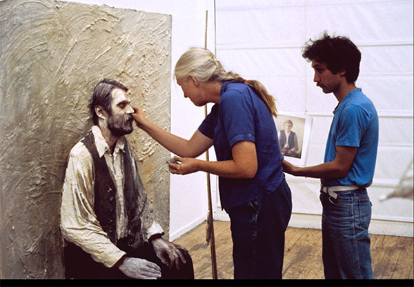 5 Richard, Martha, and an assistant adding finishing touches for his Morandi 1988 exhibition poster. 
