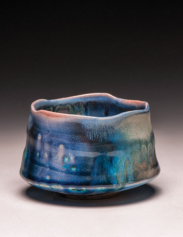 1 Dick Lehman’s teabowl, 4½ in. (11 cm) in height, triple glazed and frit dusted. 