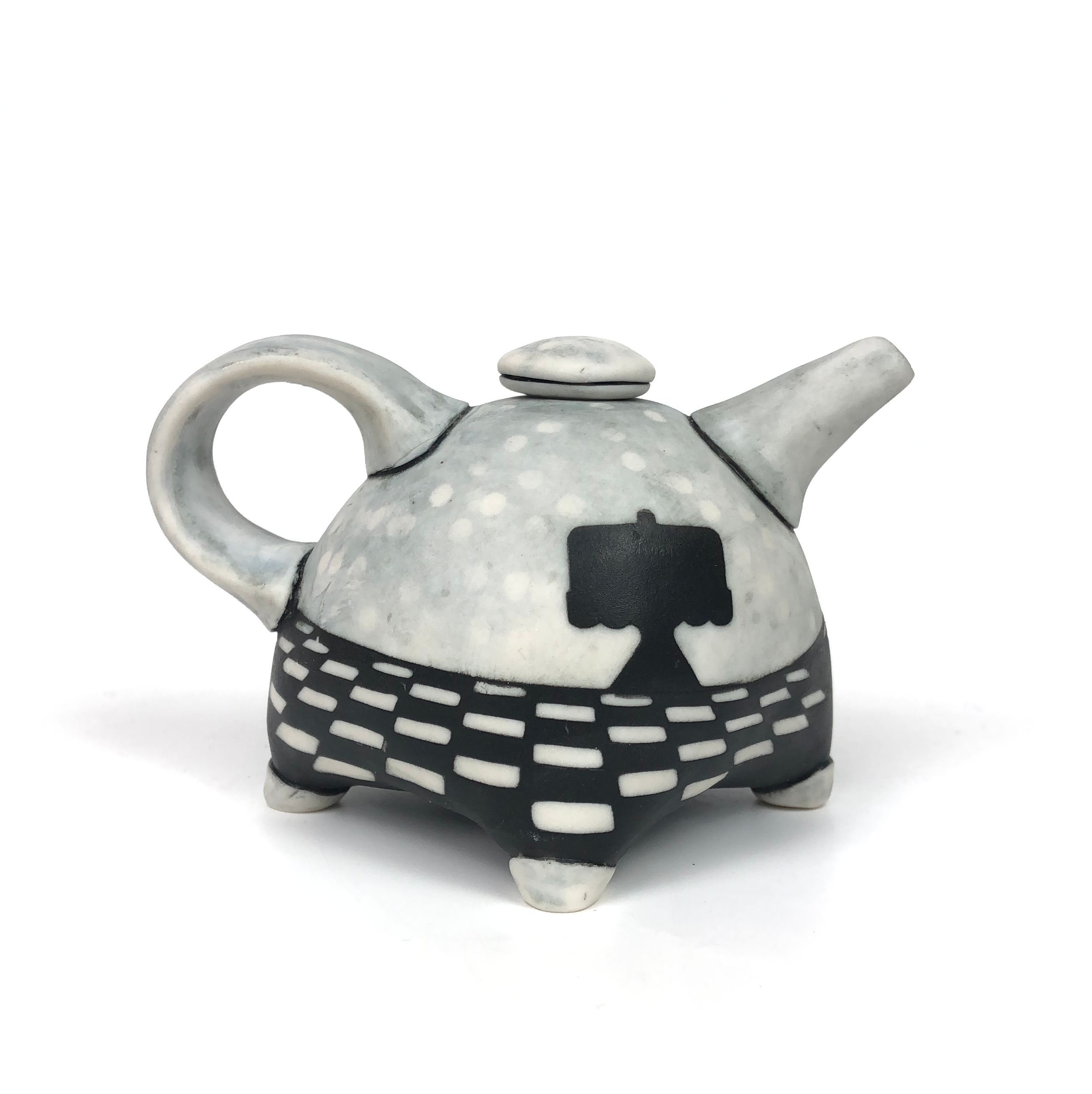 Brooke Millecchia, Foyer—Maple Syrup Ewer, 5 in. (13 cm) in height, handbuilt white stoneware, underglaze, glaze, fired to cone 6 in an electric kiln