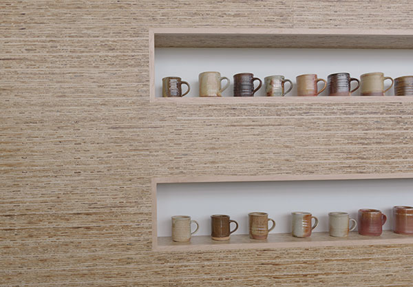 2 Local potters Richard Rowland and Randy McClelland create mugs that are given to cancer patients when they finish a round of treatment at the CMH-OHSU Knight Cancer Collaborative in Astoria, Oregon. Mugs sit awaiting their owners in the cancer center, 2017. Photo: Justin Grafton. 
