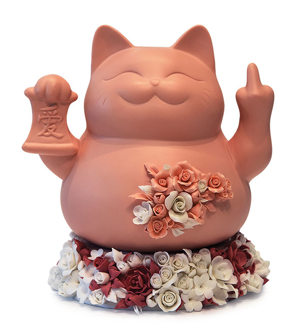 1 Noemi Iglesias Barrios’ Diao Ni, 11 in. (28 cm) in height, slip-cast porcelain, pink pigments, handbuilt white and red colored porcelain, fired to 2336°F (1280°C) in oxidation, 2018.