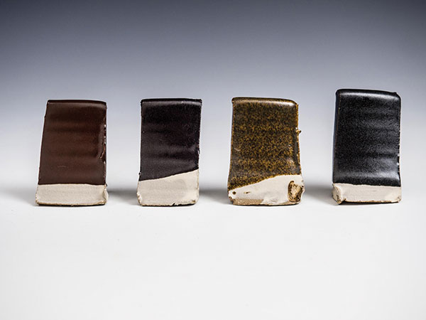 4 Left to right: G2934 Base + 6% Mason Stain (MS) 6666; G2934 Base + 6% MS 6600; G2934 Base + 6% Red Iron Oxide; G2934 Base + 6% Red Iron Oxide + 2% MS 6600.
