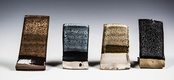 5 Left to right: G2934 base + 5% Zircopax layered over G2934 glaze + the same additions shown in image 4.