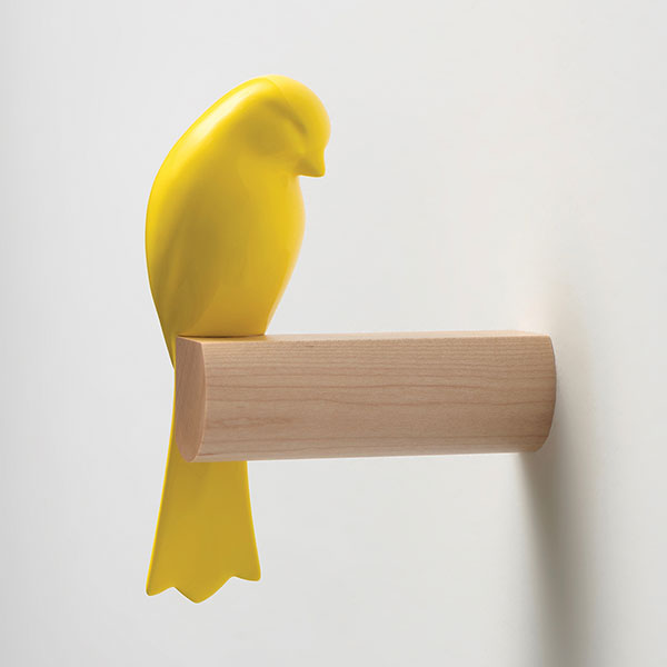 1 Turn a Blind Eye (detail), 7 in. (18 cm) in height, slip-cast earthenware, glaze, maple, 2017. Photo: Robert Wedemeyer.