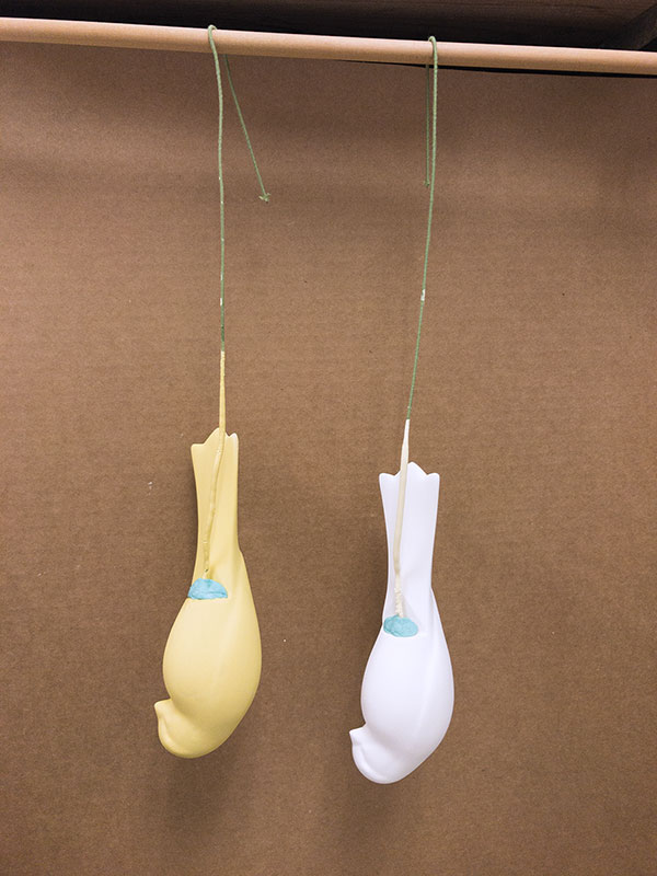 5 The canaries were allowed to dry upside down, hooked on a dowel. 