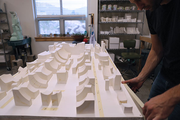 5 Disassemble the mold and lay out tape around the mold parts to label.
