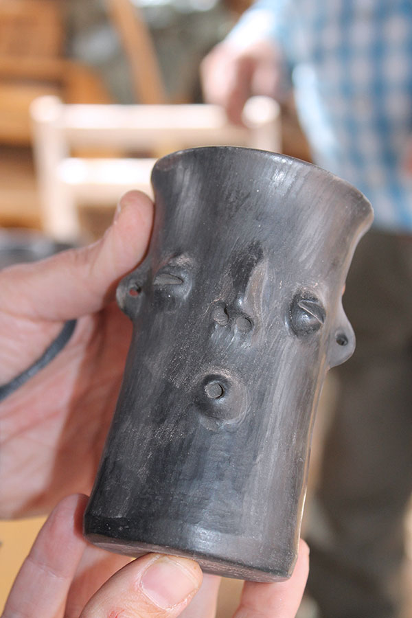 4 Reproduction of a Pre-Columbian cup with two faces by Luis Aracena, a gift to Craig. 