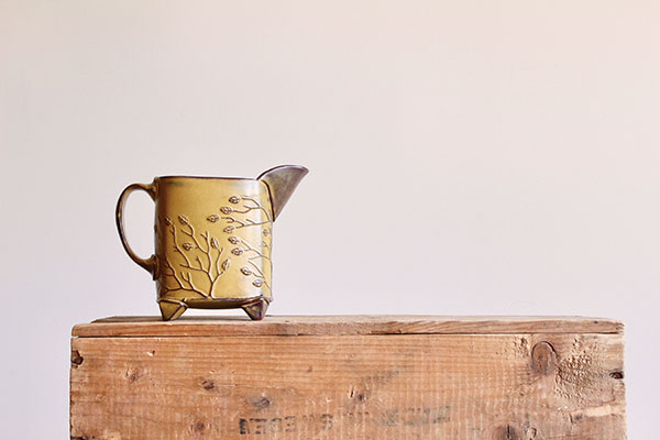 6 Leafy Creamer, 5 in. (13 cm) in width, red stoneware.