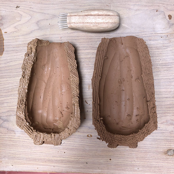 Fig 11 Hollow the interior by cutting the piece in half and removing clay with a loop tool.