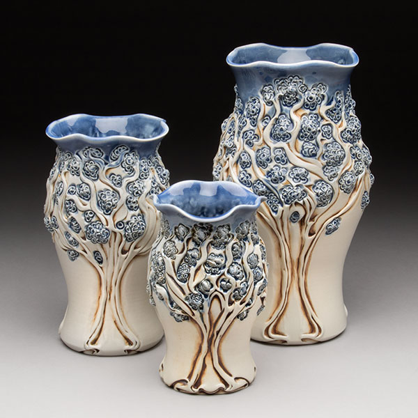 PomPom Tree Vase Trio, to 12 1/2 in. (32 cm) in height, 2019. Photo: Eddie Ing.