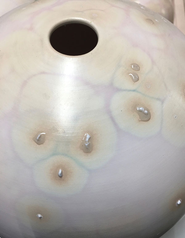 4 An unfired surface with salt crystals dissolving on a base layer of cobalt sulphate. 