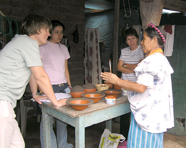 3 From left: Kyra Sapper, design student, Amparo Montiel, Otonila. Photo: Ruth Rosenfeld.