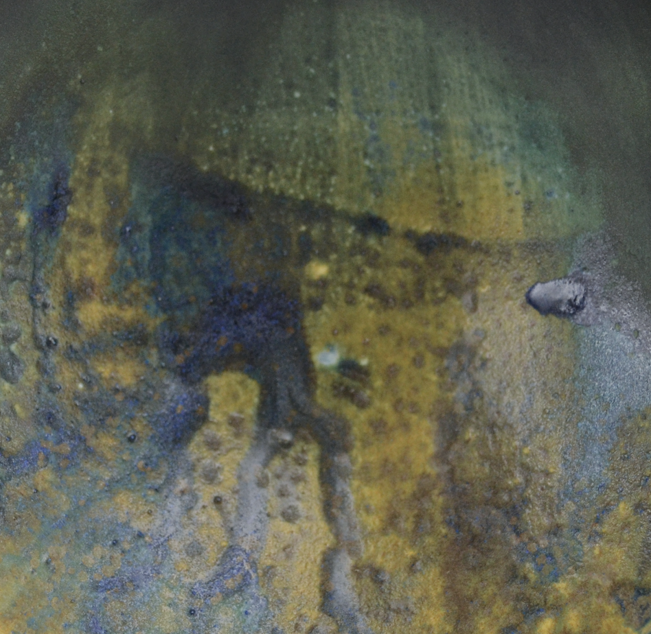 4 Porcelain bowl with Blue/Green V.2 terra sigillata. Colors pulled by wood ash.