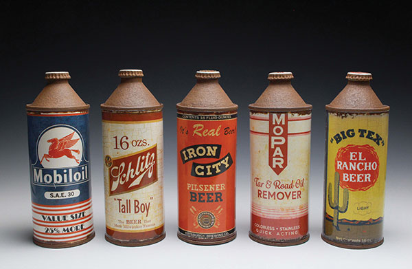 6 Mitchell Spain’s assorted cone-top bottles, 7¾ in. (20 cm) in height, porcelain, silicone, 2017.