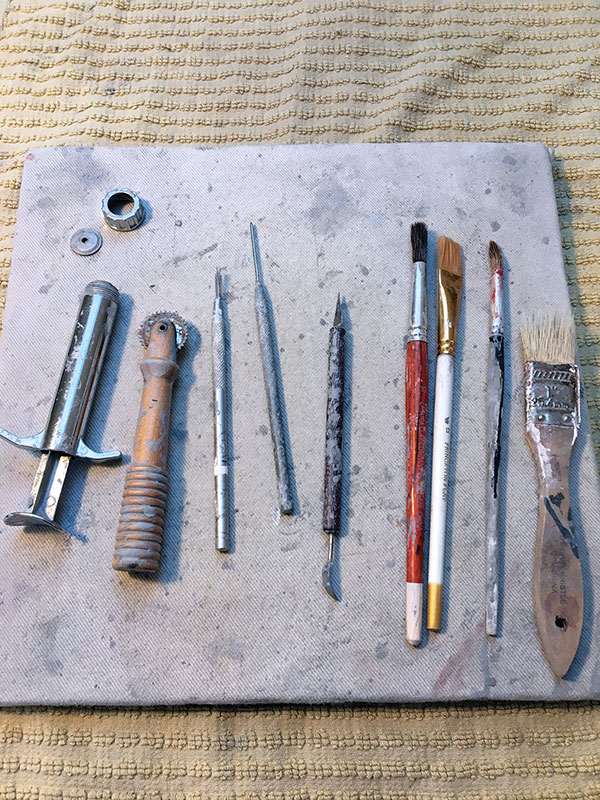 4 A collection of the basic tools used for handbuilding and creating fine details.