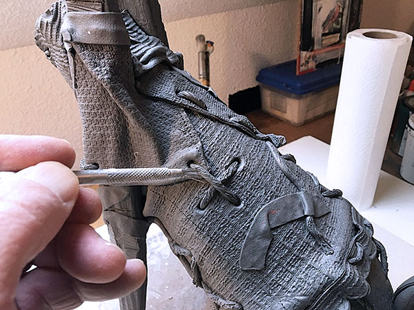 9 Add texture to the extruded coils with a small wire brush.