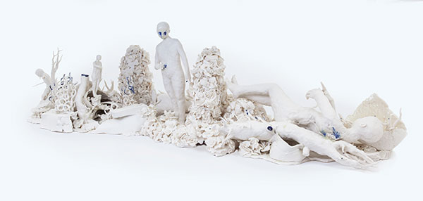 Baroque and Berserk, 5 ft. (1.5 m) in length, porcelain, 2017. Photo: Dewi Tannantt Lloyd.