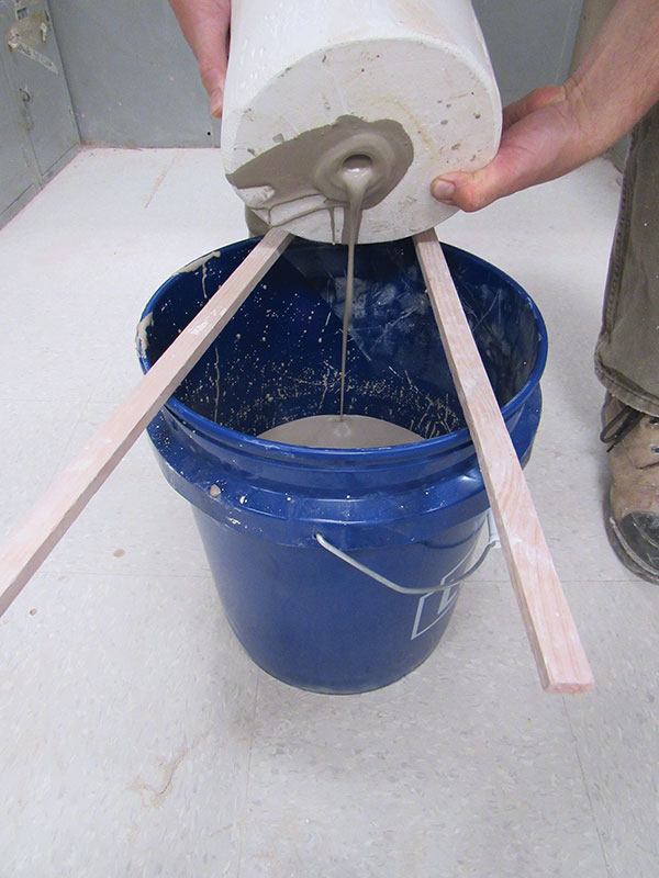 8 Once the wall is thick enough, pour the excess slip out.