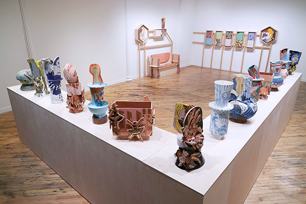 4 Installation view of “Patterns of Propaganda” exhibition at Charles Moffett, New York, 2019. Courtesy of Charles Moffett.