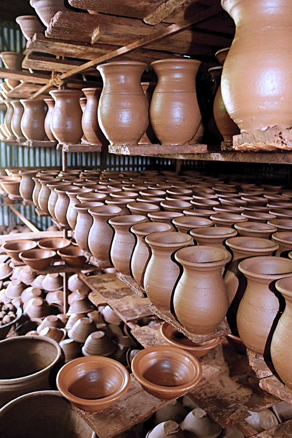 13 Drying racks at Sasan & Son Pottery.