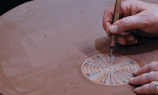 3 Mark the centermost points of the design with a small MKM Decorating Disk.