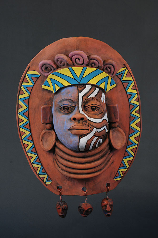 4 Bahamian from the BAMBUTI, 18 in. (46 cm) in height, low-fire terra cotta, oxides, underglazes, 2013. Photo: Jim LaRoda.