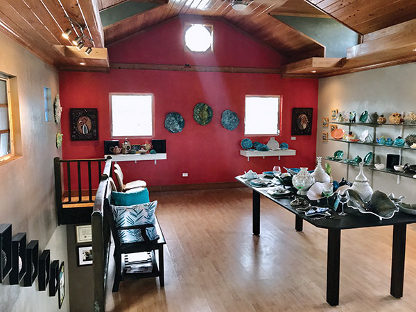 2 Upper floor gallery space of Jessica’s Tileworks Studio.