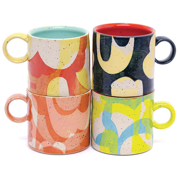 8 Sarah Steininger Leroux’s Shapes mugs. Photo: Steve Leroux.