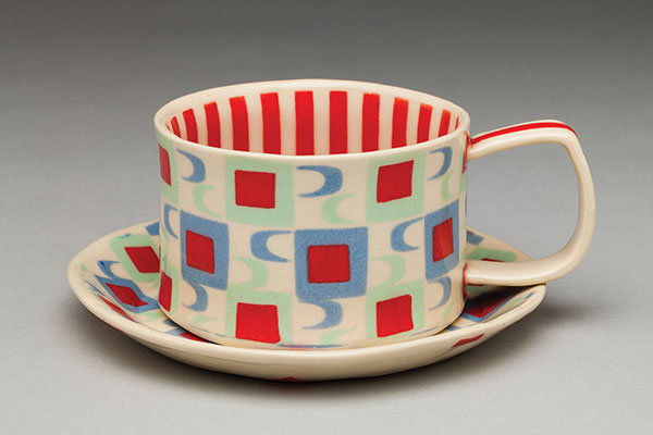 Heidi Tarver’s colored-clay cup and saucer.