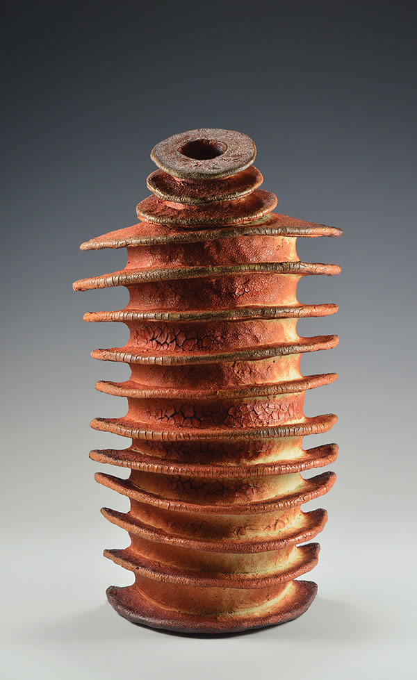 2 Sonia Simoun’s Three Towers (detail), 11 in. (28 cm) in height, handbuilt stoneware, soda fired, 2020.