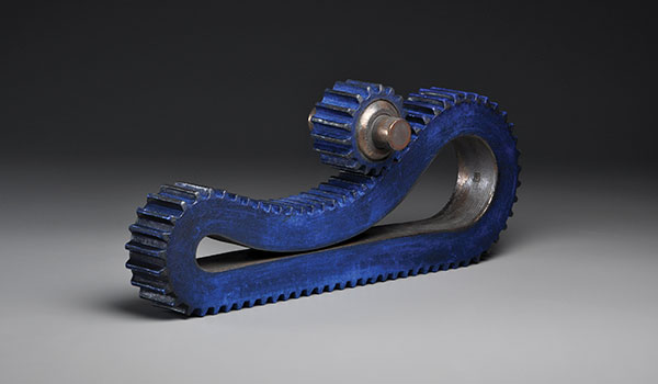 1 Artifact Series Loop, 27 in. (68 cm) in width, slab-built and press-molded white stoneware, glaze, slip, soda fired to cone 10, 2016.