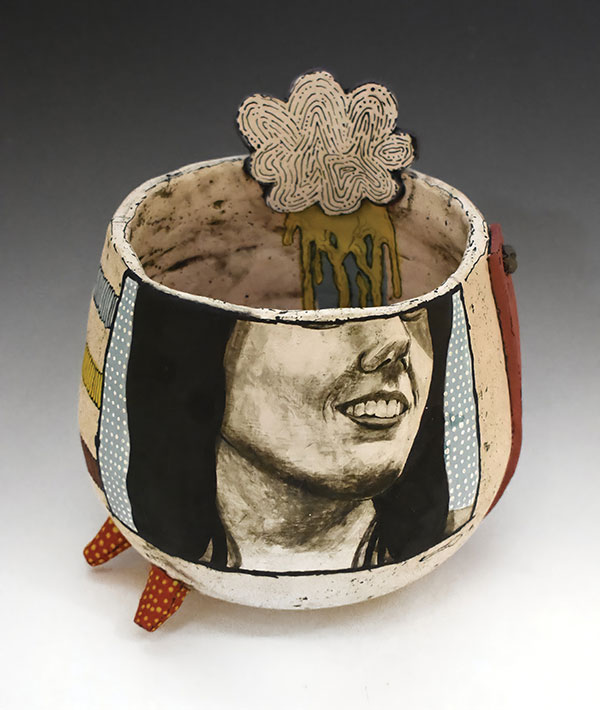 2 Brain Fart, 9 in. (23 cm) in height, stoneware, glaze, commercial slip, mid-range firing, 2019.