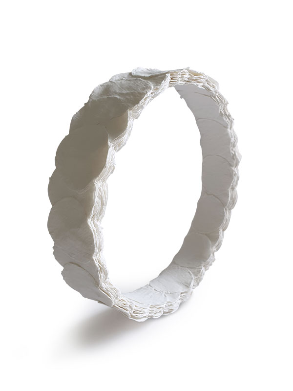 2 Untitled #4, 10¼ in. (26 cm) in diameter, porcelain, fired to 2192°F (1200°C) in oxidation, 2020.