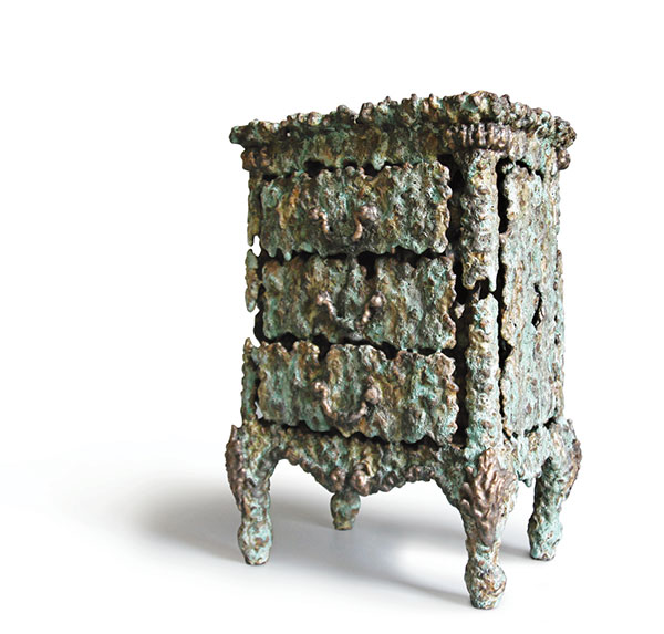 1 Night Table, 21 in. (53 cm) in height, handbuilt stoneware, 2282°F (1250°C) in oxidation, 2020.