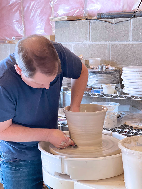 1 These are centerpiece bowls and made about 14 inches wide and 6 inches tall from 7 pounds of clay. Pull the walls more vertically at first before widening into a bowl form.