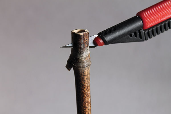 10 Split the bamboo end with a knife.
