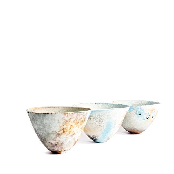 2 Jack Doherty’s Conical Vessels, up to 9¼ in. (24 cm) in height, porcelain, 2015. Photo: Rebecca Peters.